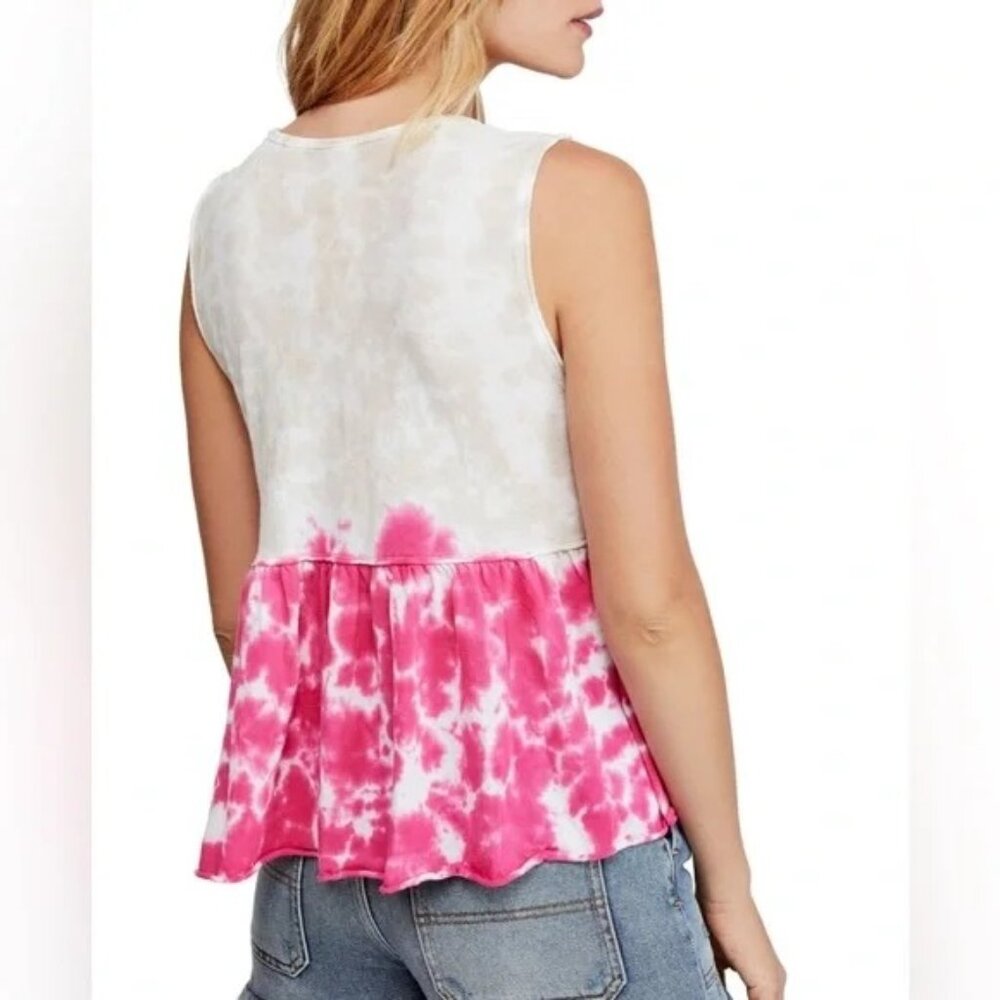 We The Free People Anytime Tie Dye Babydoll Top in Hibiscus Combo Size M - Picture 2 of 10